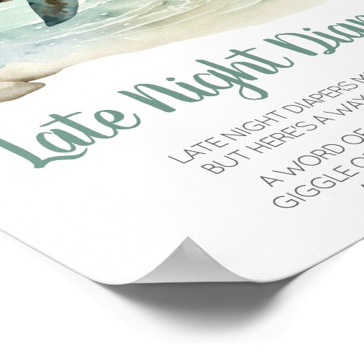 ウミガメ赤ちゃんシャワー深夜おむつ ポスター (角)