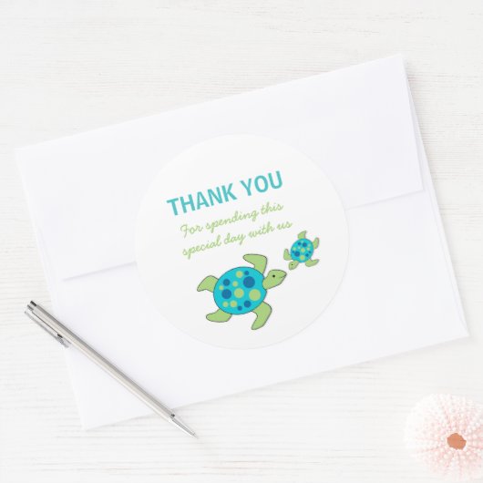 ウミガメ赤ちゃんシャワー誕生日パーティーのお気に入り ラウンドシール (封筒)