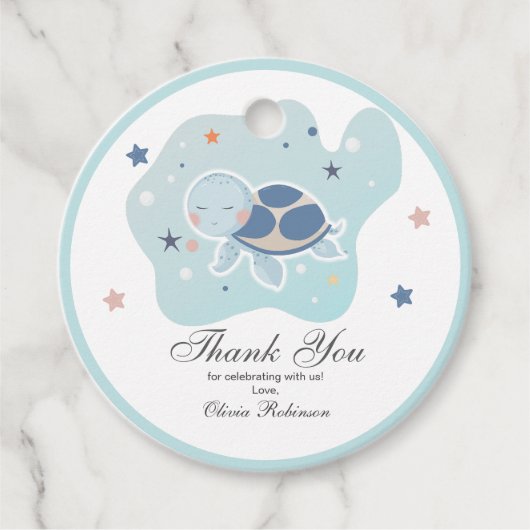 ウミガメ赤ちゃんシャワー | かわいい海 フェイバータグ (正面)