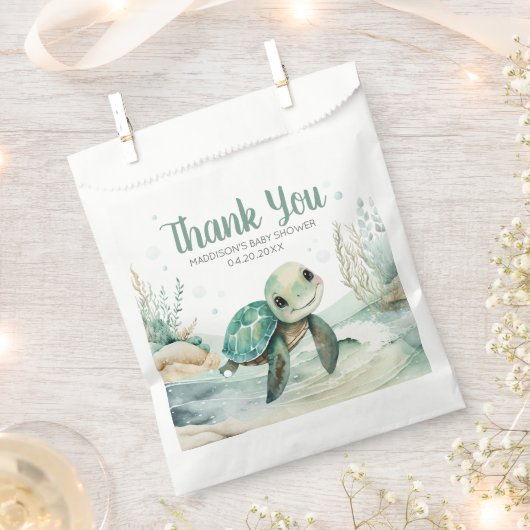 ウミガメ赤ちゃんシャワー フェイバーバッグ (クリップ留めされた状態)