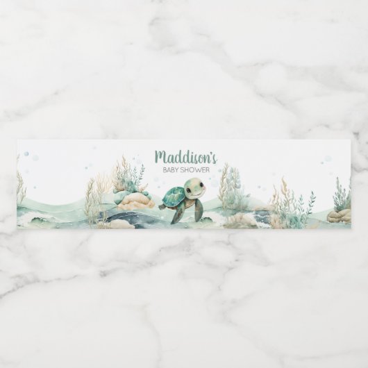 ウミガメ赤ちゃんシャワー ペットボトルラベル (シングルラベル)