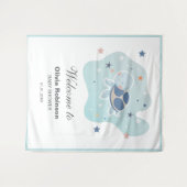 ウミガメ赤ちゃんシャワー | 可愛い海戻るドロップ タペストリー (正面(横))