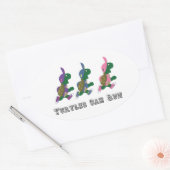 ウミガメ走缶 楕円形シール (封筒)