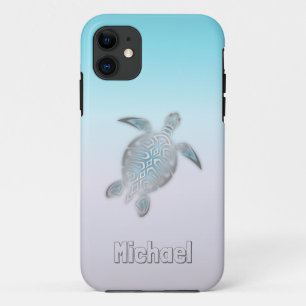 ウミガメ銀モノグラム動物 iPhone 11 ケース