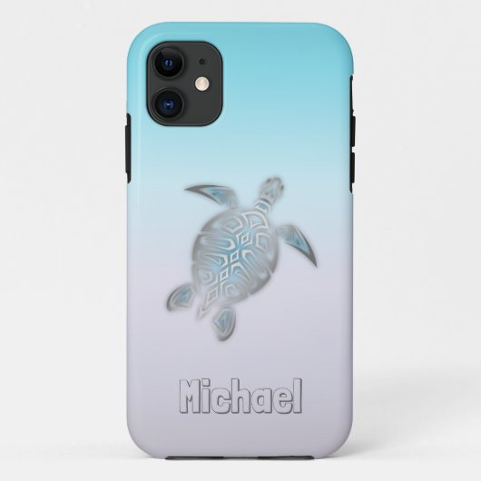 ウミガメ銀モノグラム動物 Case-Mate iPhoneケース (裏面)