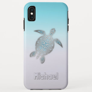 ウミガメ銀モノグラム動物 iPhone XS MAXケース