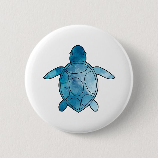 ウミガメ青い水色 缶バッジ (正面)