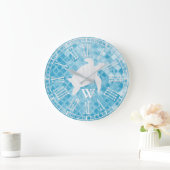 ウミガメ青い海ガラスモノグラム ラージ壁時計 (ホーム)