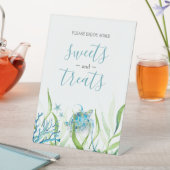 ウミガメ青と緑のデザート卓上看板 台座サイン (インサイチュ)