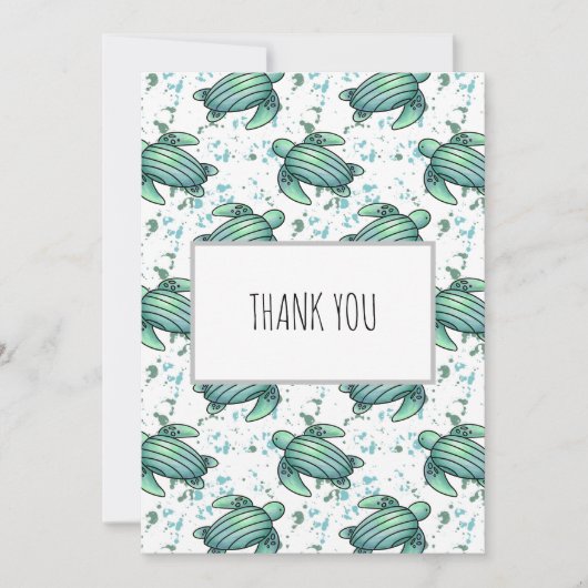 ウミガメ青模様 サンキューカード (正面)