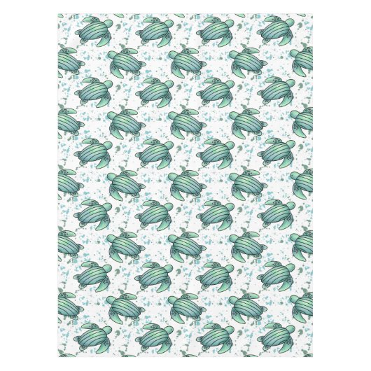 ウミガメ青模様 テーブルクロス (正面)