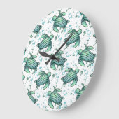 ウミガメ青模様 ラージ壁時計 (傾斜)