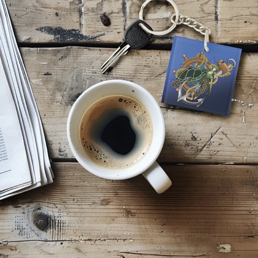 ウミガメ青QRコード キーホルダー