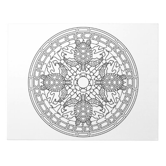 ウミガメ風刺曼荼羅模様色本No ノートパッド (正面)