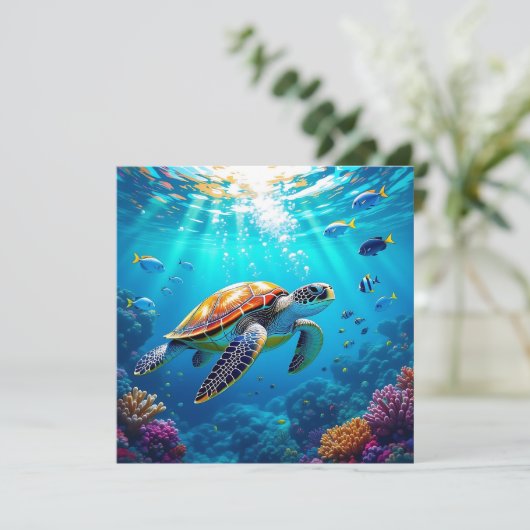 ウミガメ鮮やかのカラフル水中シーン (スタンド正面)