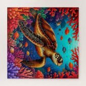 ウミガメ鮮やかサンゴ礁 ジグソーパズル (横)