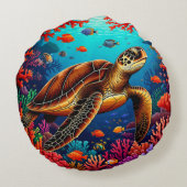ウミガメ鮮やかサンゴ礁 ラウンドクッション (裏面)
