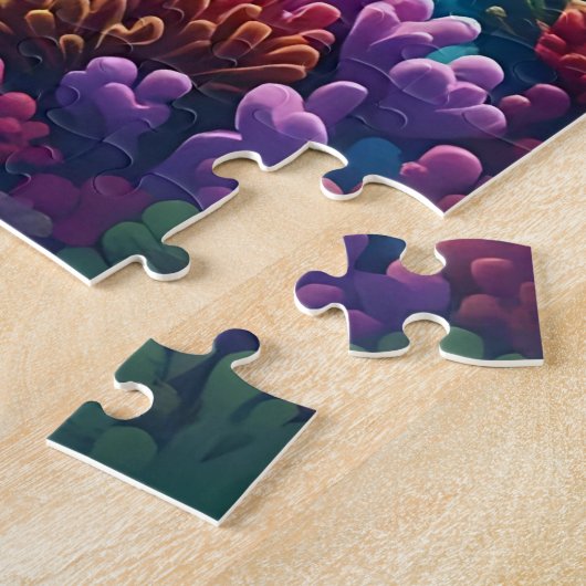 ウミガメ鮮やか水中イラストレーション ジグソーパズル (側面)