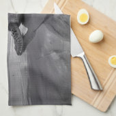 ウミガメ黒白アート キッチンタオル (四つ折り)