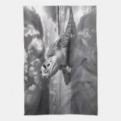 ウミガメ黒白アート キッチンタオル (縦)