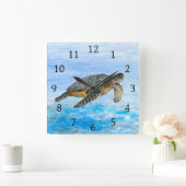 ウミガメ1 スクエア壁時計 (ホーム)