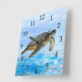 ウミガメ1 スクエア壁時計 (傾斜)