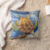 ウミガメ20 x 20"綿の装飾用クッション クッション (ブランケット)