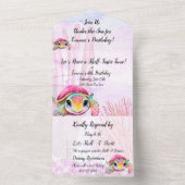 ウミガメ4歳の誕生日、海中 オールインワン招待状 (内側)