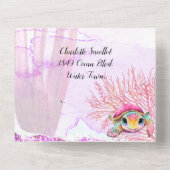 ウミガメ4歳の誕生日、海中 オールインワン招待状 (裏面)