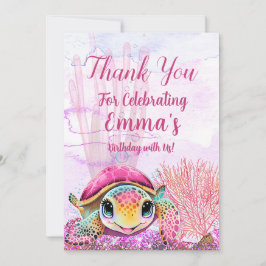 ウミガメ4歳の誕生日、海中 サンキューカード