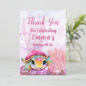 ウミガメ4歳の誕生日、海中 サンキューカード (スタンド正面)