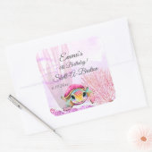 ウミガメ4歳の誕生日、海中 スクエアシール (封筒)