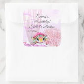 ウミガメ4歳の誕生日、海中 スクエアシール (バッグ)