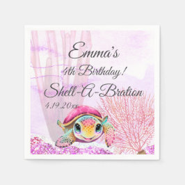 ウミガメ4歳の誕生日、海中 スタンダードカクテルナプキン