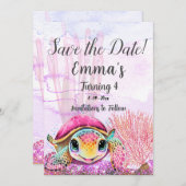 ウミガメ4歳の誕生日、海中 セーブザデート (正面/裏面)