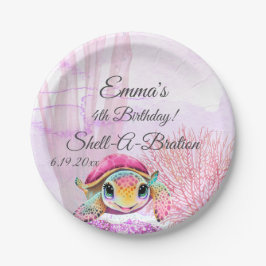 ウミガメ4歳の誕生日、海中 ペーパープレート