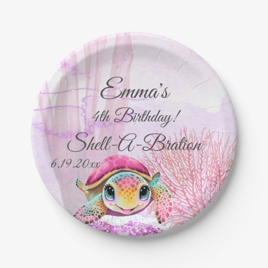 ウミガメ4歳の誕生日、海中 ペーパープレート (正面)