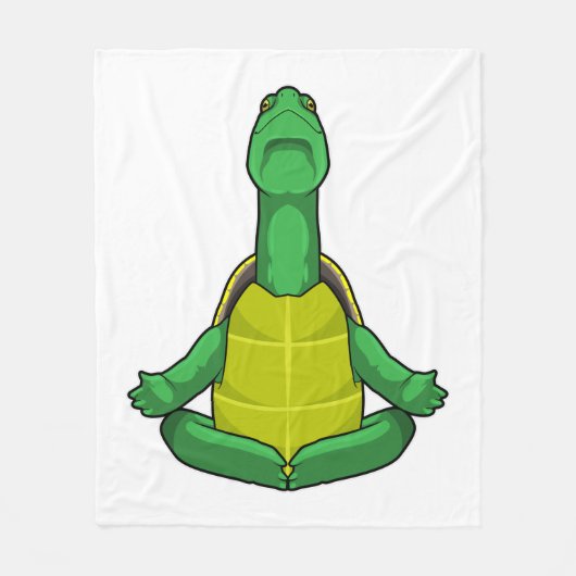 ウミガメ・アットヨガ瞑想 フリースブランケット (正面)