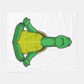 ウミガメ・アットヨガ瞑想 フリースブランケット (正面(横))