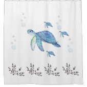 ウミガメ，カラフルおもしろい,自然 シャワーカーテン (正面)