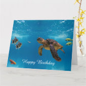 ウミガメ カード (黄色い花)