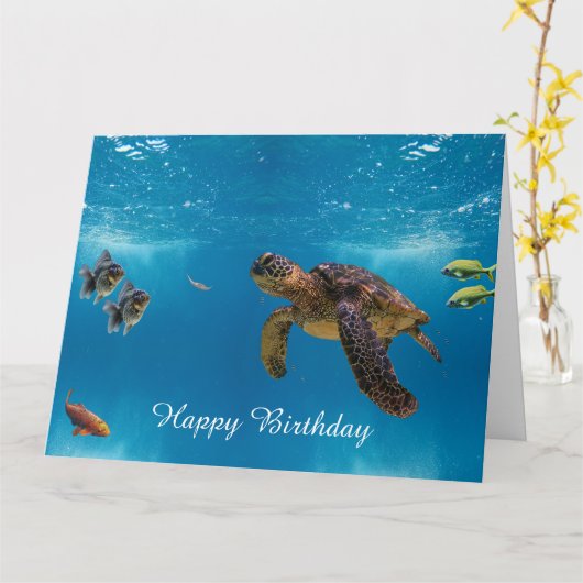 ウミガメ カード (黄色い花)