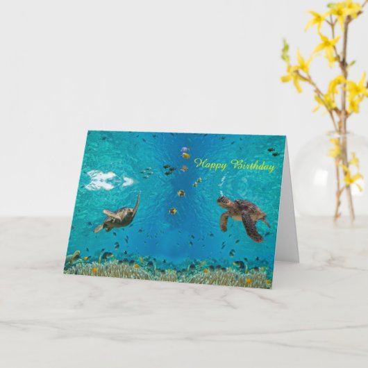 ウミガメ カード (黄色い花)