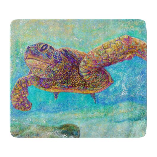 ウミガメ – ガラス製カッティングボード カッティングボード (正面)
