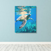 ウミガメ キャンバスプリント (インサイチュ (ウッドフロア))