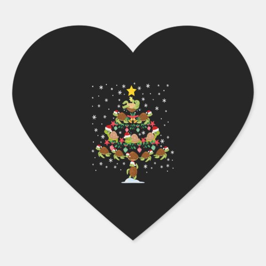ウミガメ・クリスマスツリー ハートシール (正面)