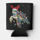 ウミガメ クリスマス ライト 面白い サンタの帽子 メリー  缶クーラー (正面)