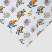 ウミガメ、サンゴ魚の海の生命青 薄葉紙 (詳細)