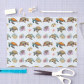 ウミガメ、サンゴ魚の海の生命青 薄葉紙 (クラフト)