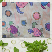 ウミガメ&サークルティータオル キッチンタオル (折り畳み)